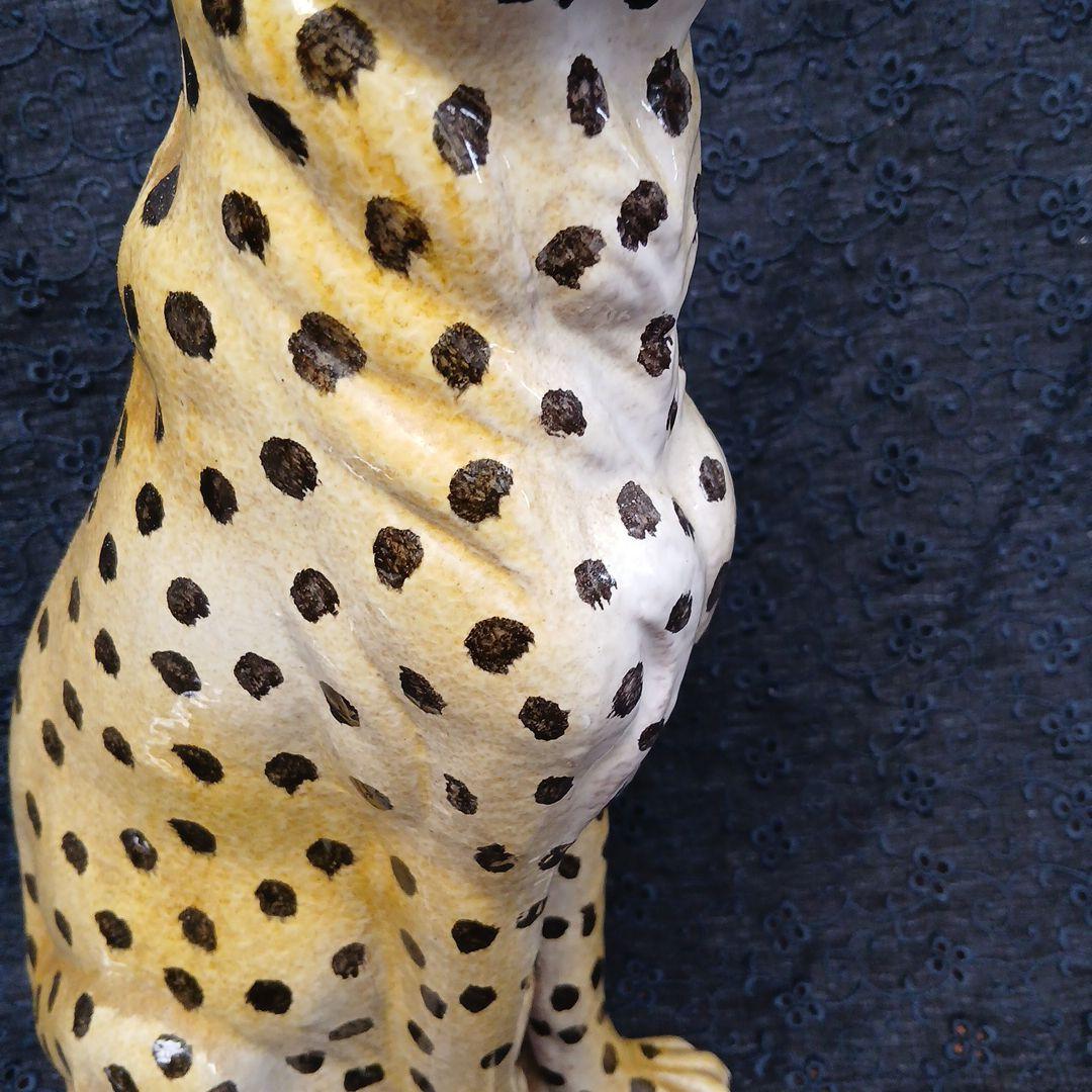 イタリア製 チーター 陶器 置物