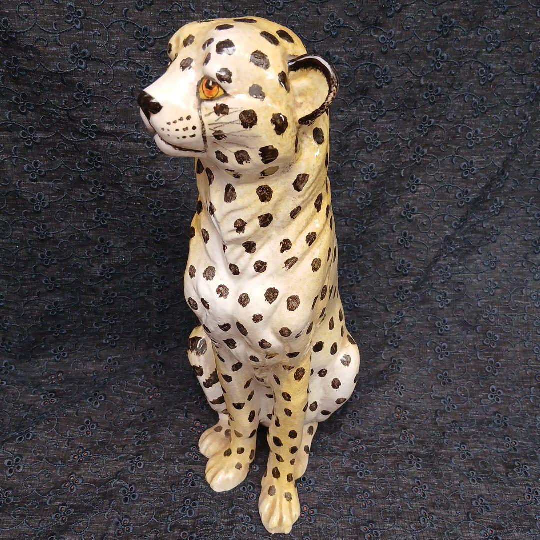 イタリア製 チーター 陶器 置物