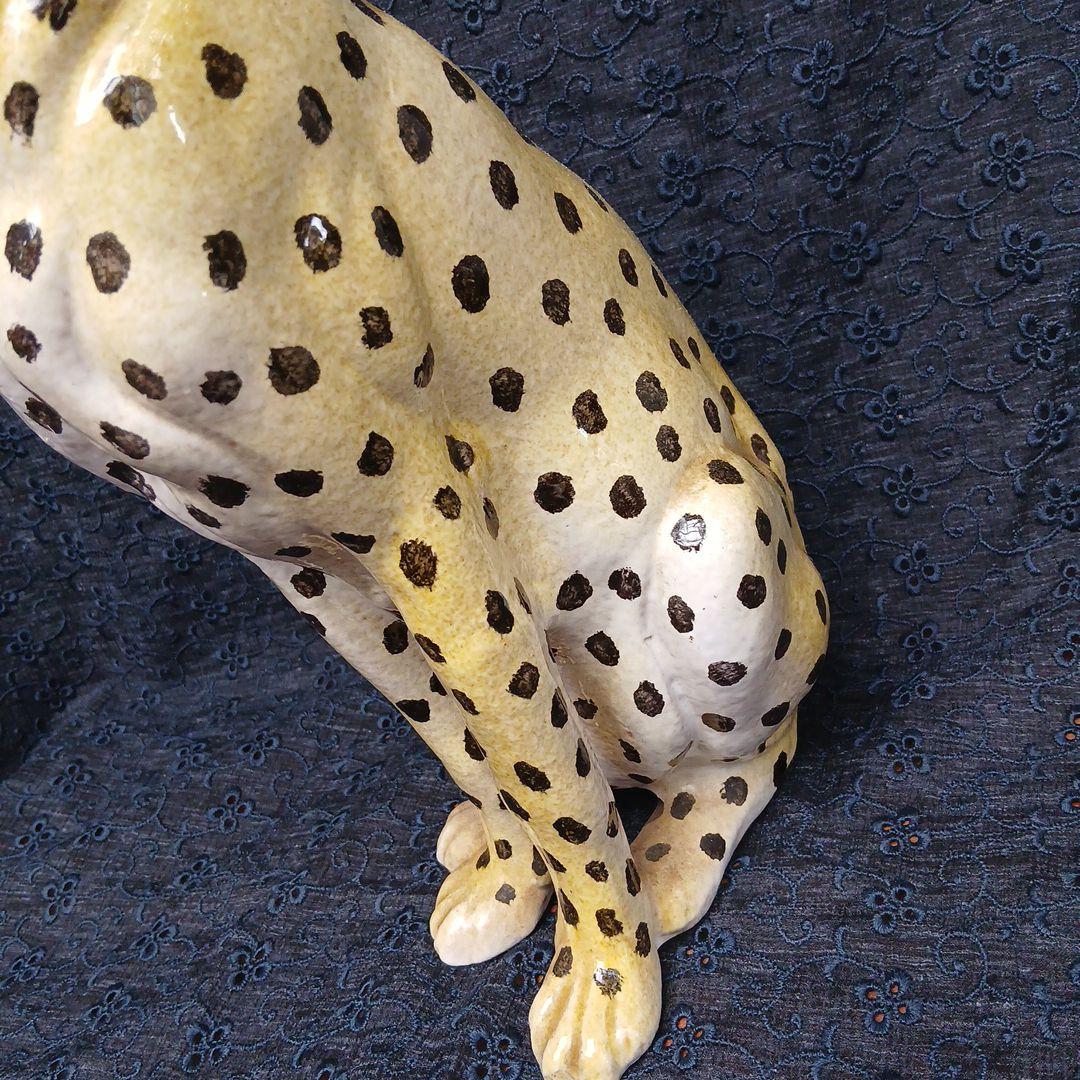 イタリア製 チーター 陶器 置物