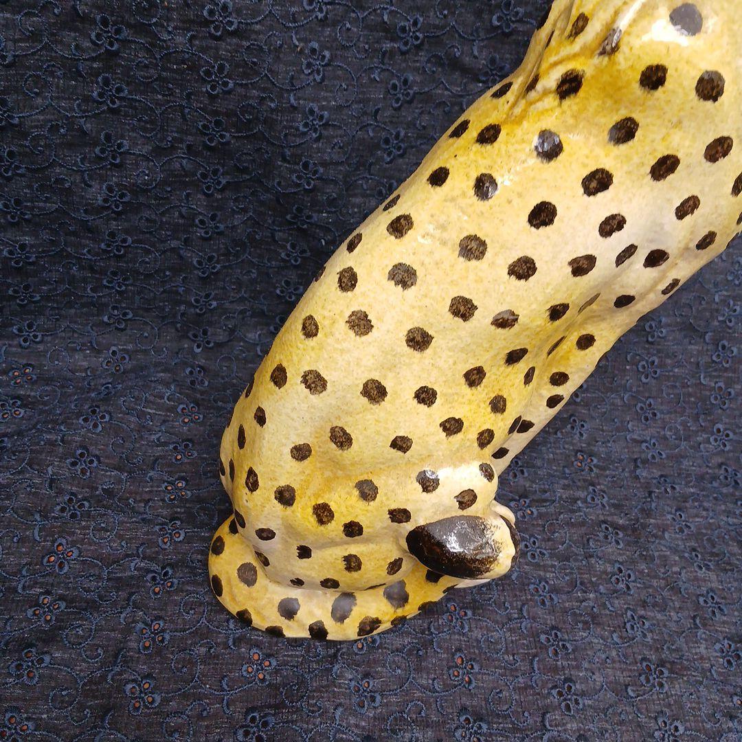 イタリア製 チーター 陶器 置物