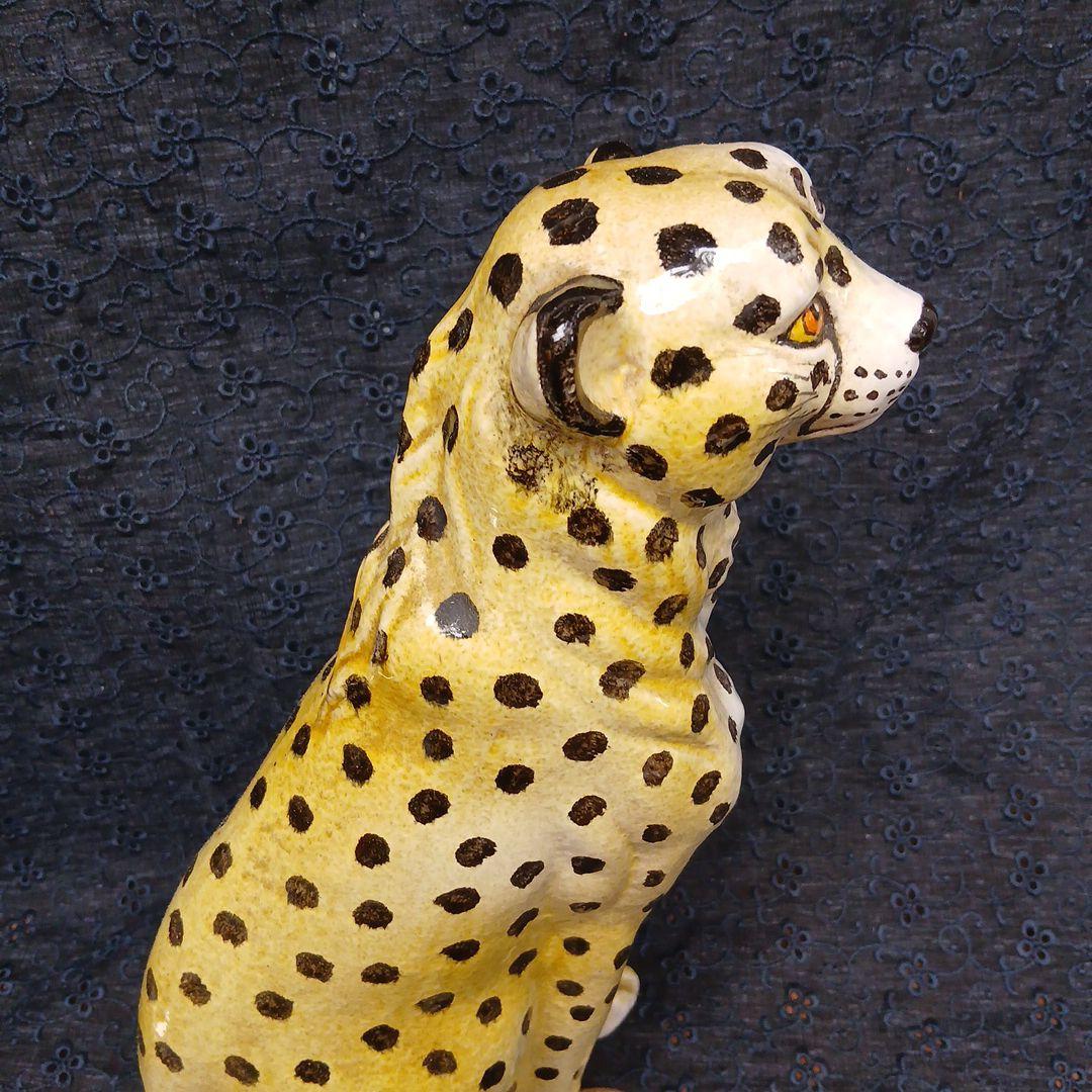 イタリア製 チーター 陶器 置物