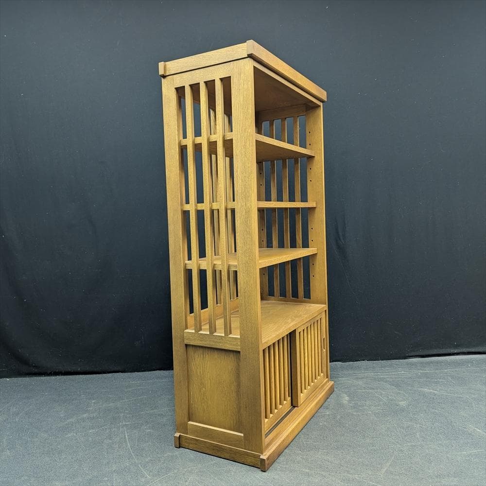 展示品　北海道 旭川家具　北樹　すのこ棚　楢 ナラ材　飾り棚　茶棚　キャビネット