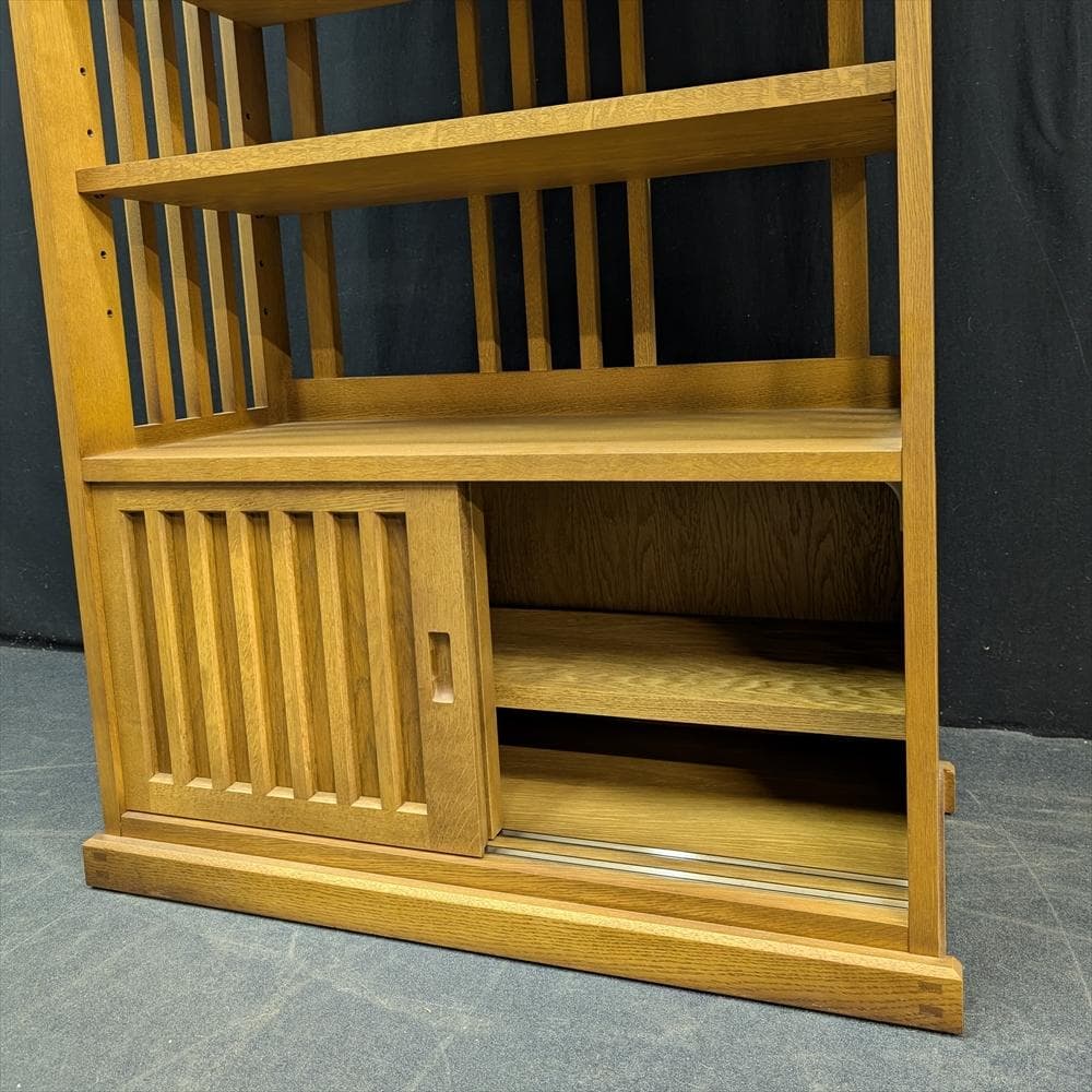 展示品　北海道 旭川家具　北樹　すのこ棚　楢 ナラ材　飾り棚　茶棚　キャビネット