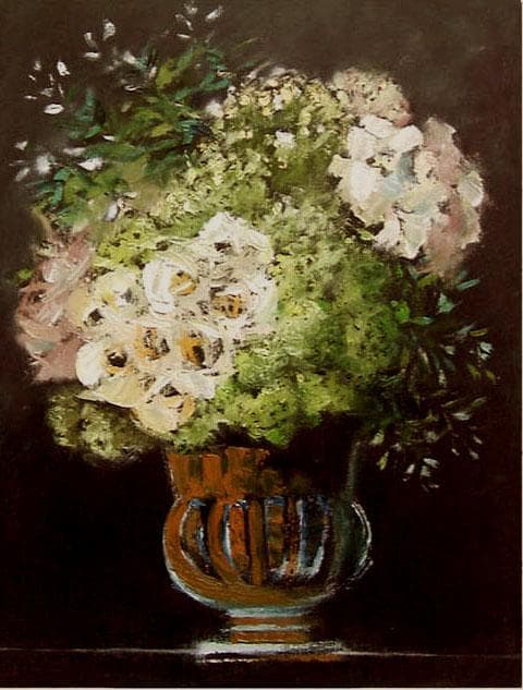 油絵 菅家令子 絵 絵画インテリア 額付(黒) uF6-111402 花あじさい