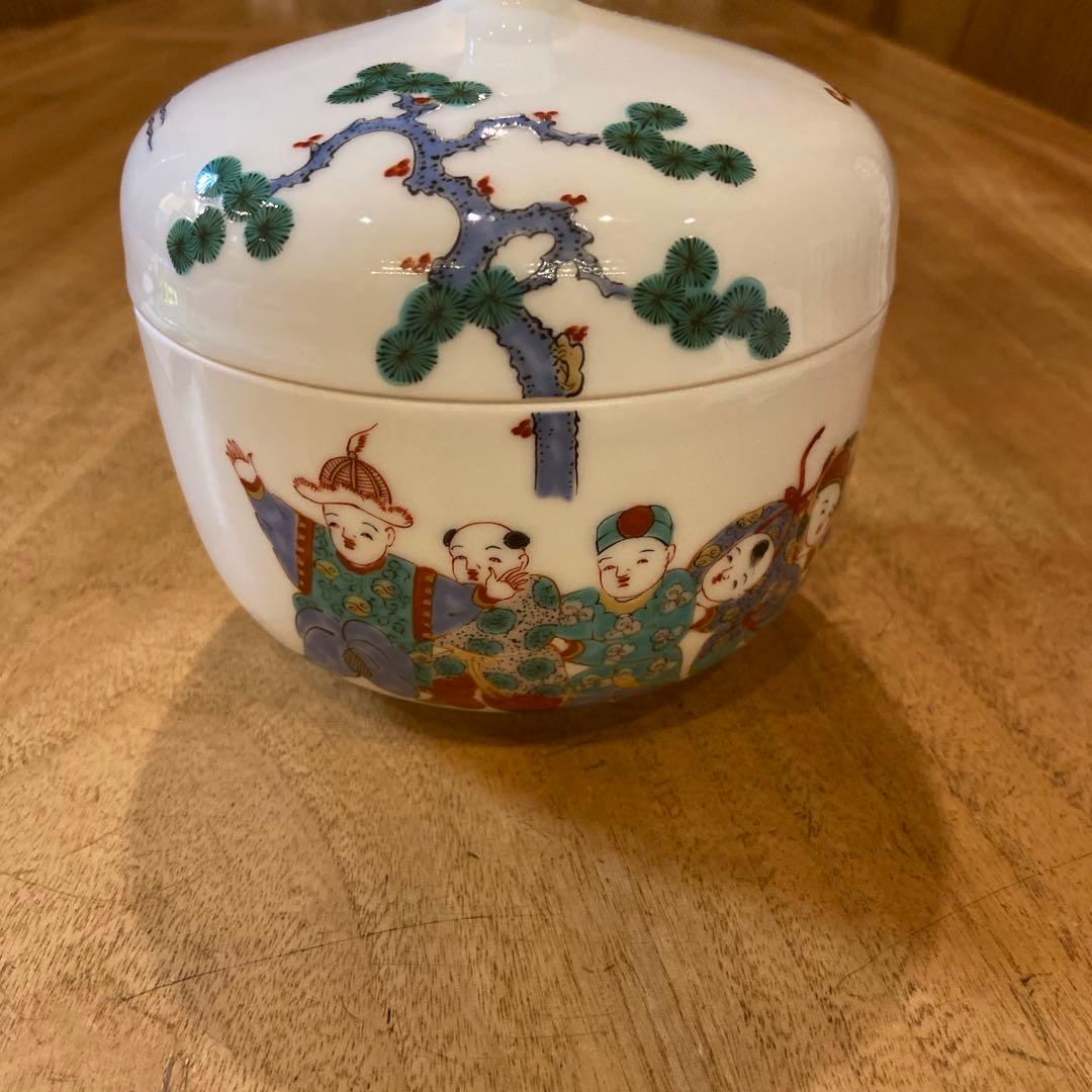 有田焼館林古琳庵古伊万里唐子絵付蓋付き鉢