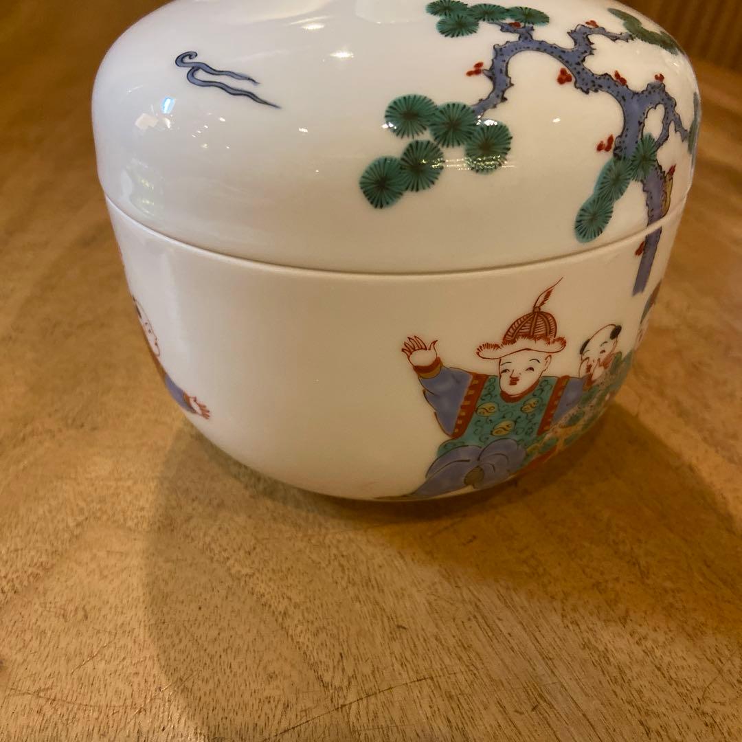 有田焼館林古琳庵古伊万里唐子絵付蓋付き鉢