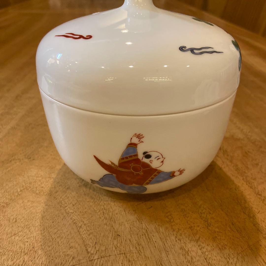 有田焼館林古琳庵古伊万里唐子絵付蓋付き鉢