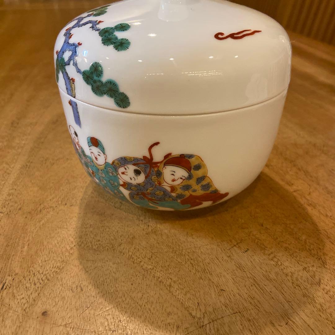 有田焼館林古琳庵古伊万里唐子絵付蓋付き鉢