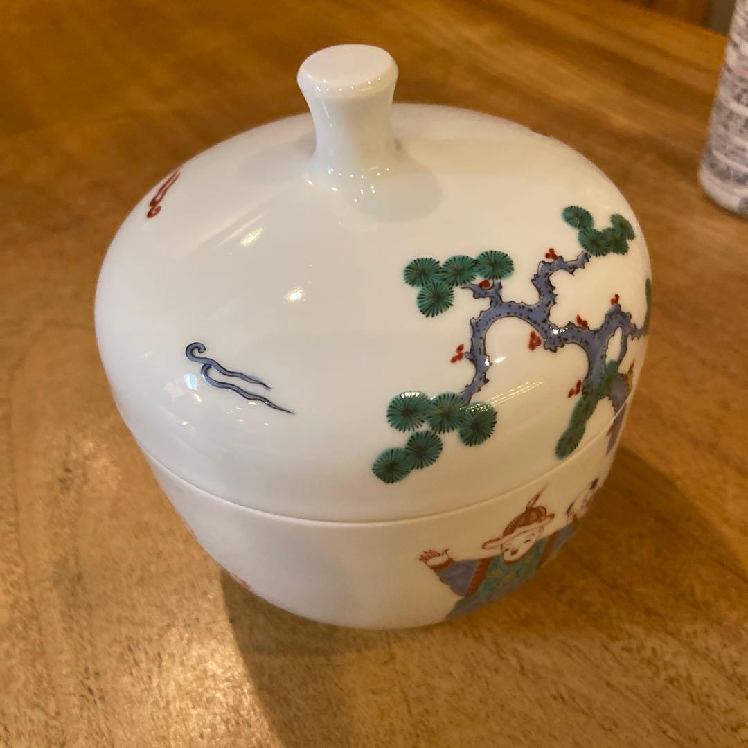 有田焼館林古琳庵古伊万里唐子絵付蓋付き鉢