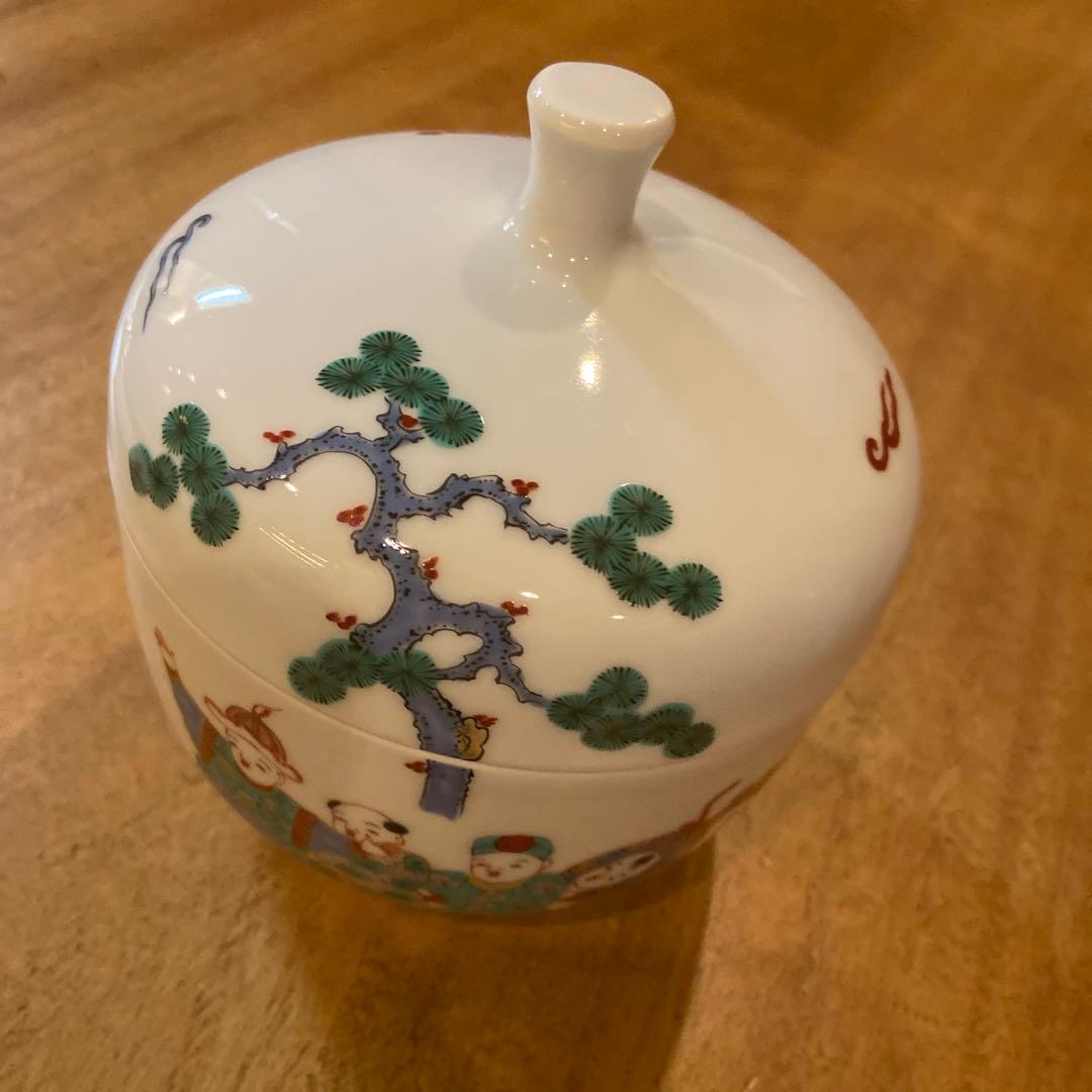 有田焼館林古琳庵古伊万里唐子絵付蓋付き鉢