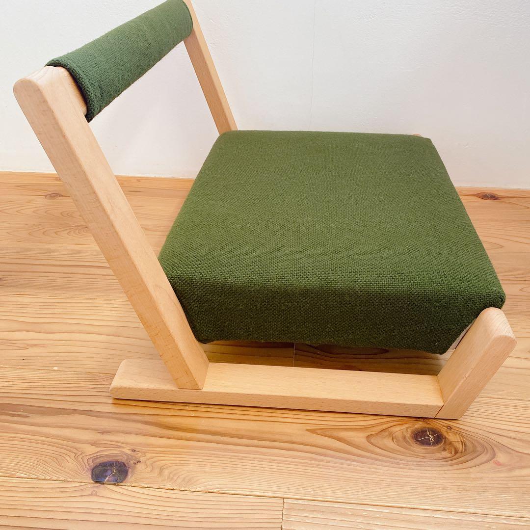 ZAGAKU ザガク園田椅子製作所 背もたれ付き 座椅子 グリーン 木製フレーム