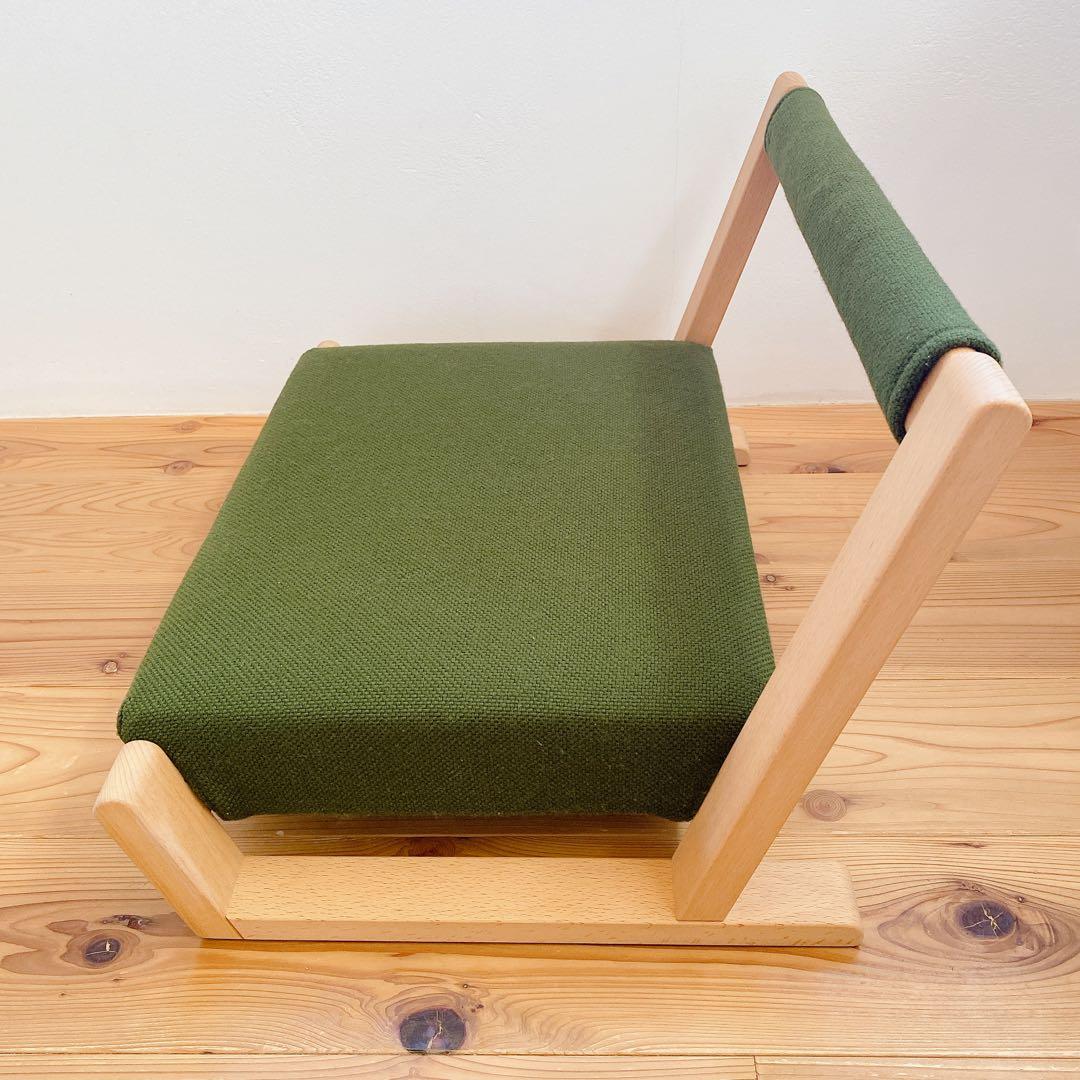 ZAGAKU ザガク園田椅子製作所 背もたれ付き 座椅子 グリーン 木製フレーム