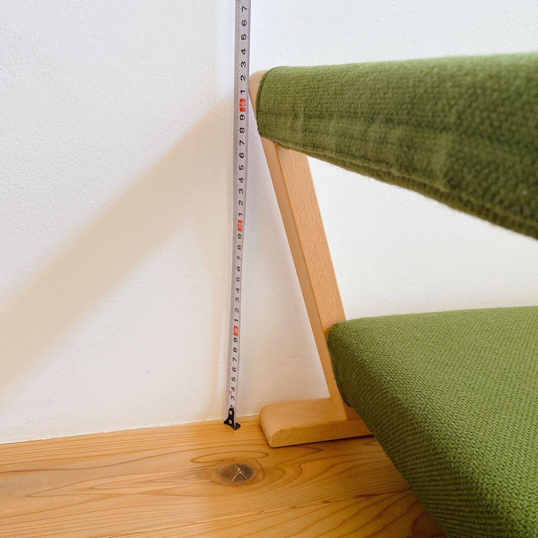 ZAGAKU ザガク園田椅子製作所 背もたれ付き 座椅子 グリーン 木製フレーム