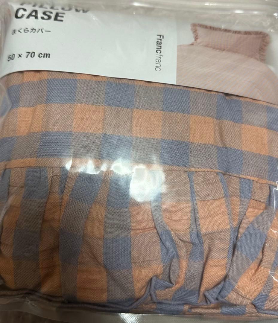 【値下げ】Francfranc フリルチェック カバーセット　セミダブル