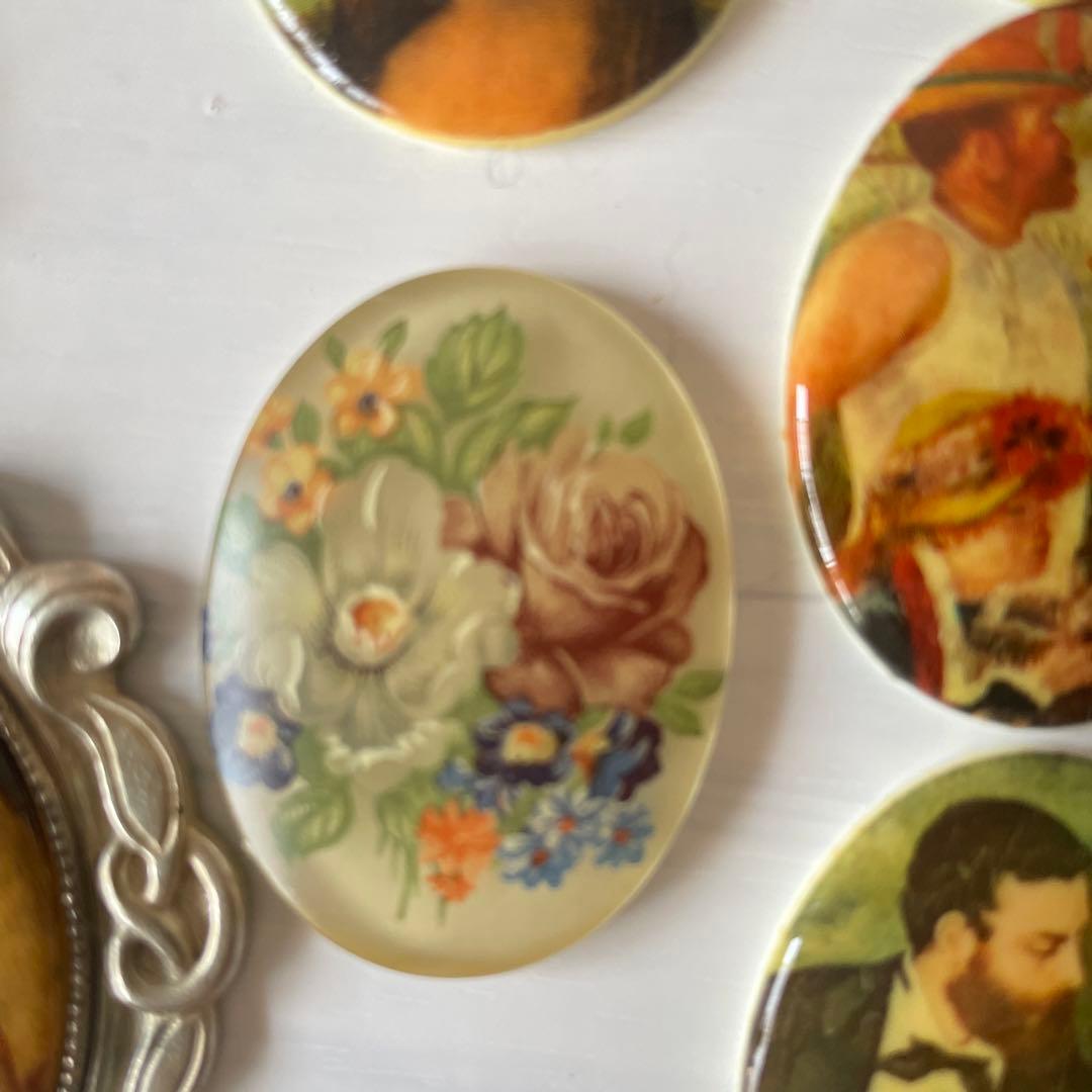 ヴィンテージ　カボション　絵画　希少　大量　デコパーツ　ヴィンテージ