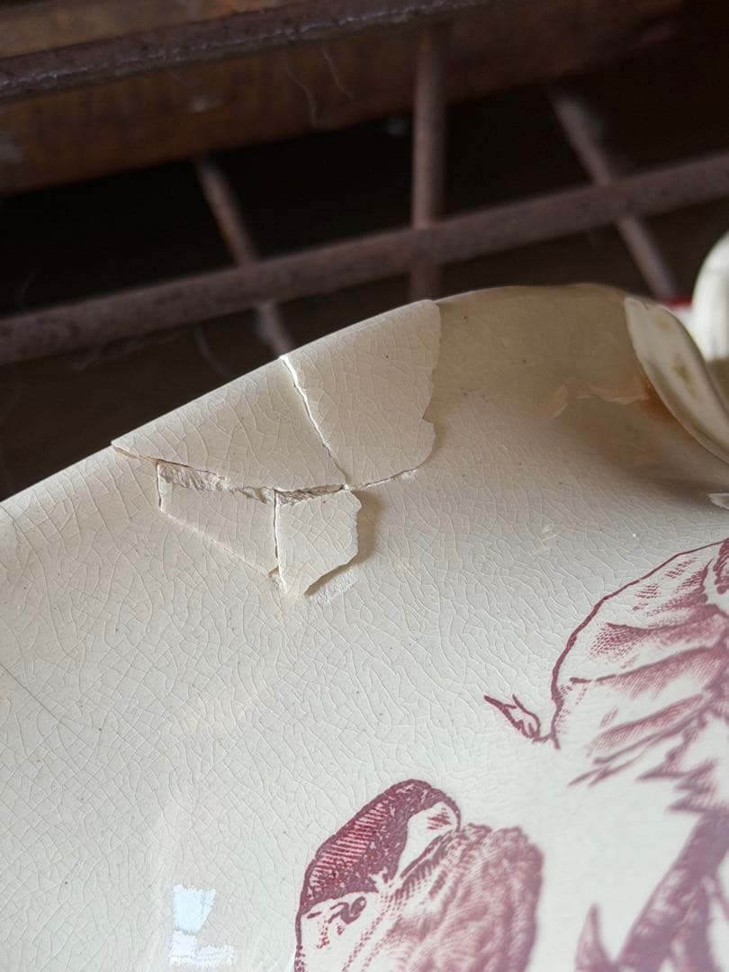 ⚫︎フランスアンティーク⚫︎HB&C ショワジールロワ窯⚫︎深赤色 小鳥のピシェ 器