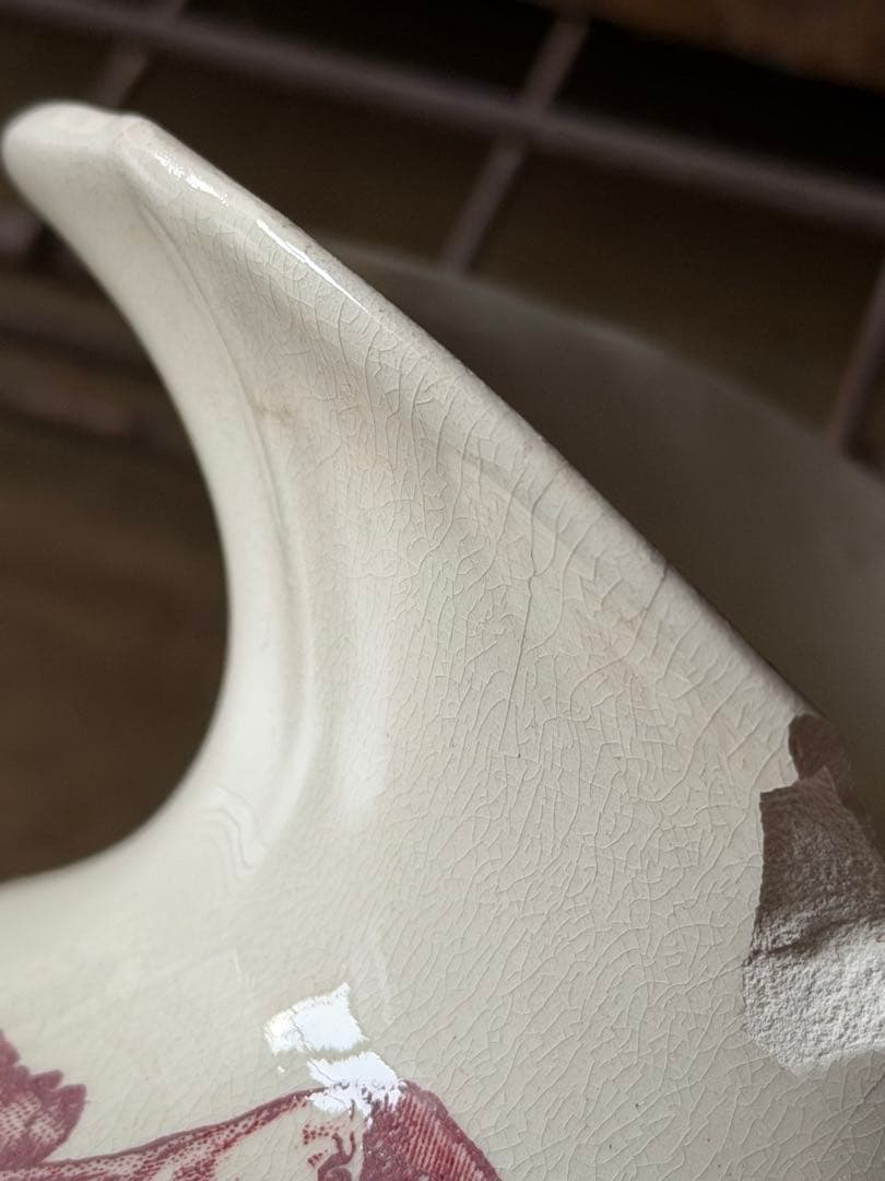 ⚫︎フランスアンティーク⚫︎HB&C ショワジールロワ窯⚫︎深赤色 小鳥のピシェ 器