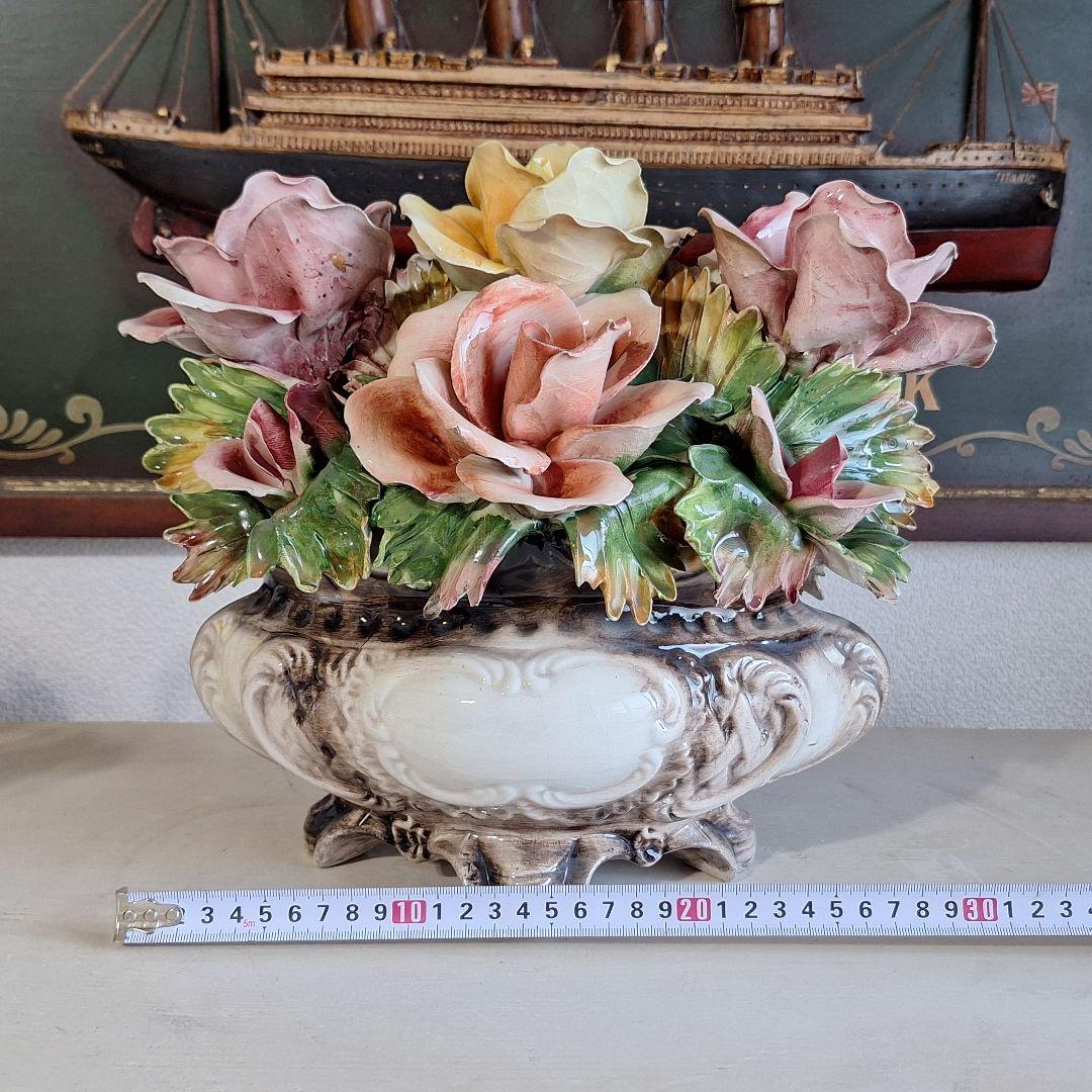 イタリア製 輸入雑貨 カポディモンテ焼き 磁花 ローズ リビングスタジオ