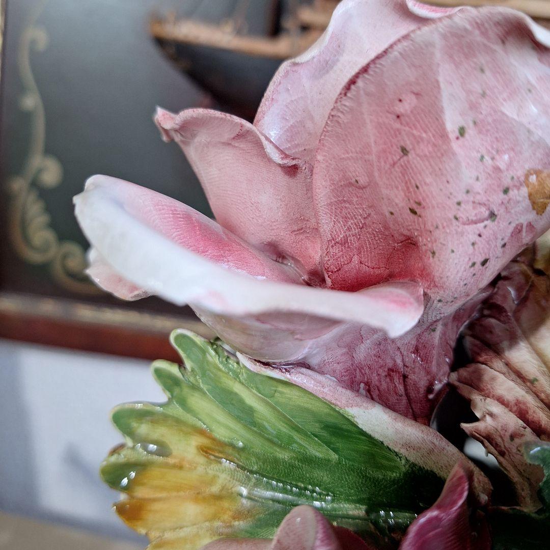 イタリア製 輸入雑貨 カポディモンテ焼き 磁花 ローズ リビングスタジオ