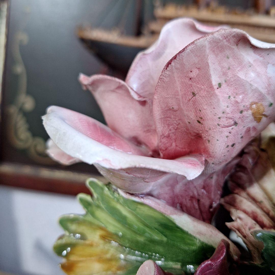 イタリア製 輸入雑貨 カポディモンテ焼き 磁花 ローズ リビングスタジオ