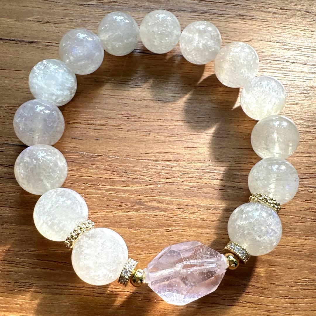 可愛い❢ピンクサンムーンストーンとモルガナイトのブレス❥