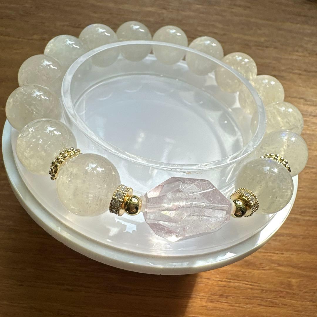 可愛い❢ピンクサンムーンストーンとモルガナイトのブレス❥