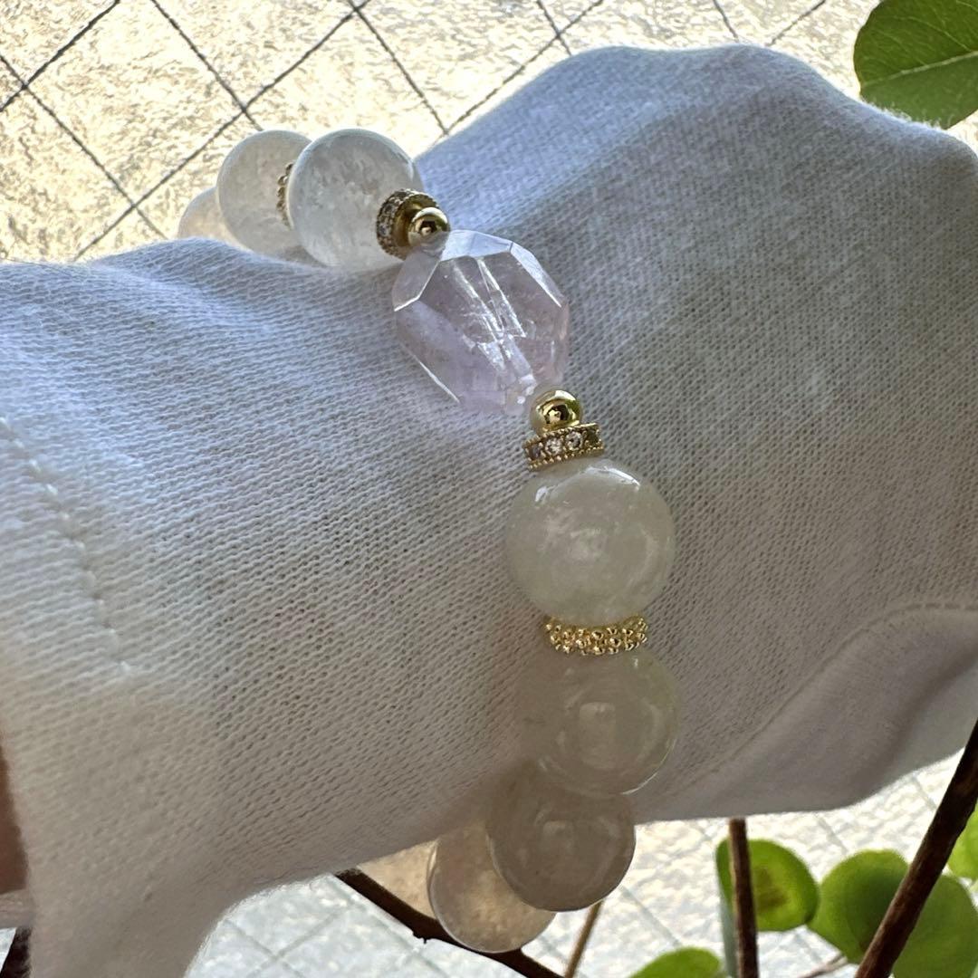 可愛い❢ピンクサンムーンストーンとモルガナイトのブレス❥