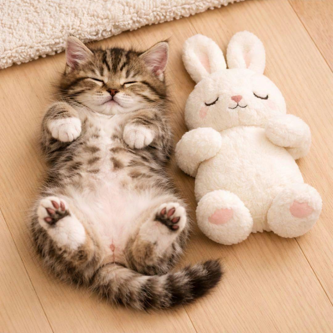 うさぎとおねんねねこちゃんパネル　ハンドメイド