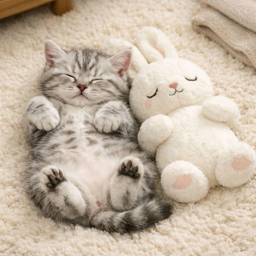 うさぎとおねんねねこちゃんパネル　ハンドメイド