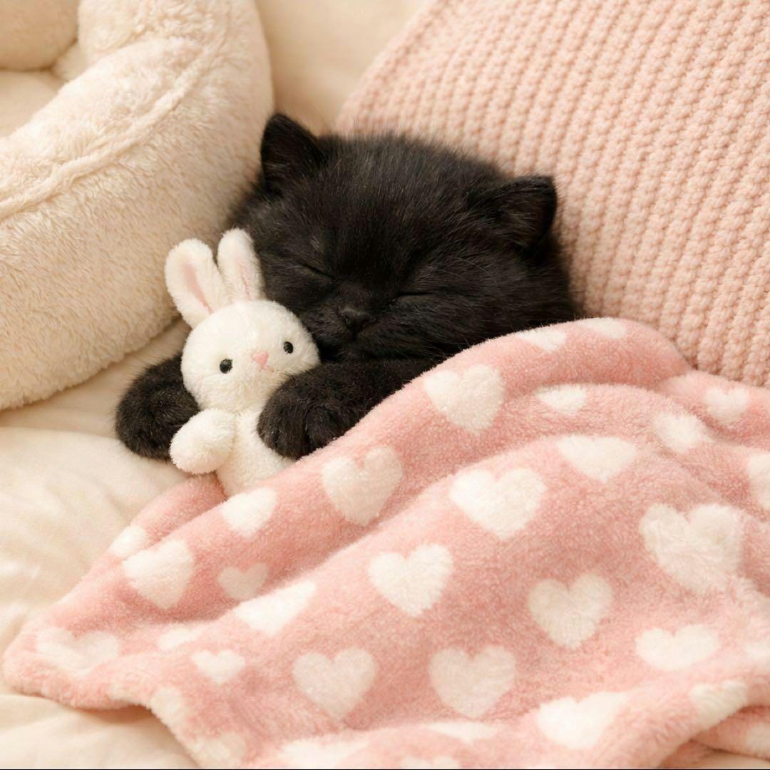 うさぎとおねんねねこちゃんパネル　ハンドメイド