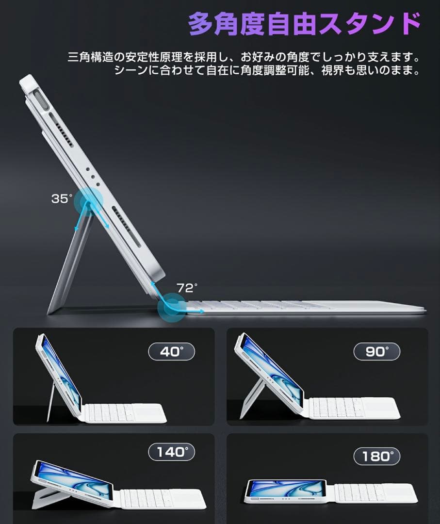 ipad キーボード 10.9インチ 360°回転 ブラック