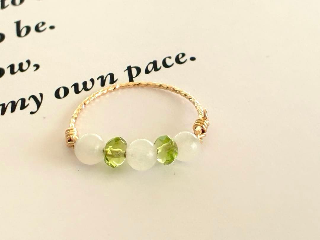 14kgf アゾゼオアゼツライト　天然石　リング 証明書コピー付