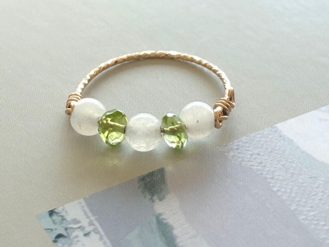 14kgf アゾゼオアゼツライト　天然石　リング 証明書コピー付