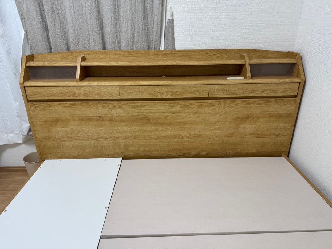 ワイドクイーン(幅175cm) ベッドフレーム 引き出し付き