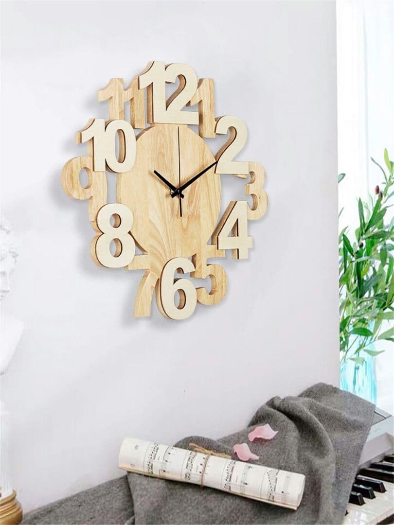 掛け時計 木製 壁掛け時計 モダン 連続秒針 静音 ナチュラル ウッド