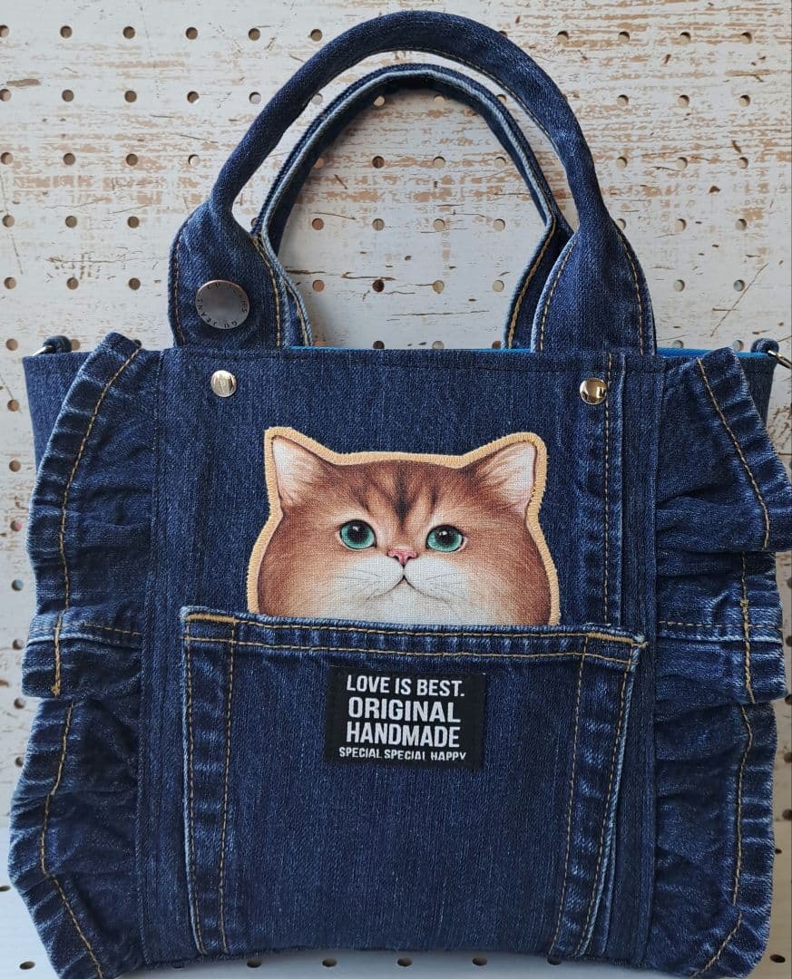 ゆ*ら様 コヤンイサムチョン　デニムリメイクトートバッグ　フリル