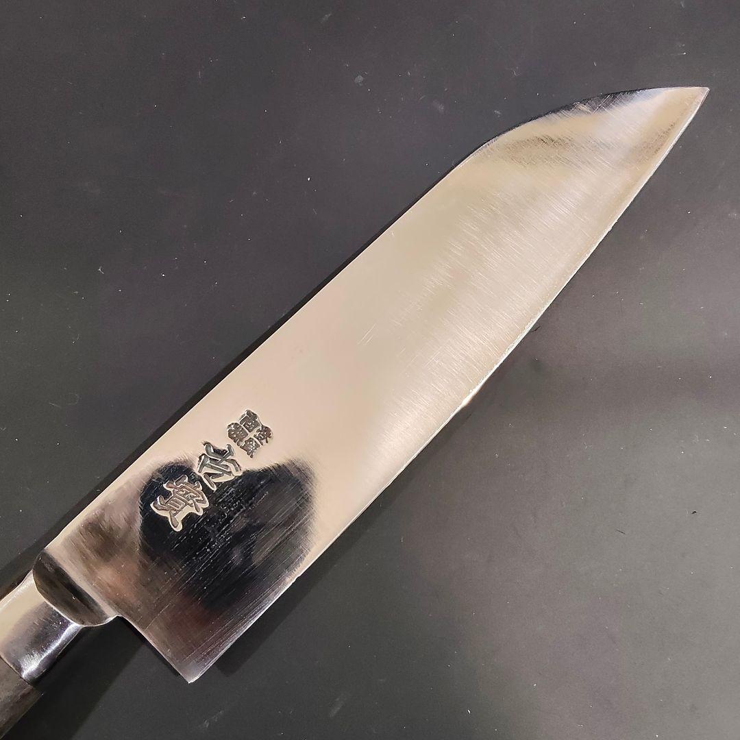 吉實　日本鋼 ハガネ ツバ付 三徳包丁 178mm　研ぎ済み 包丁 ナイフ