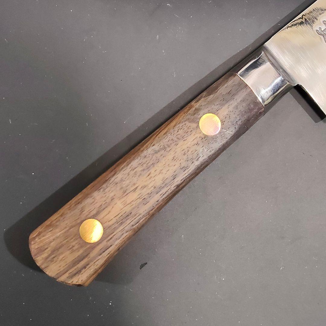 吉實　日本鋼 ハガネ ツバ付 三徳包丁 178mm　研ぎ済み 包丁 ナイフ