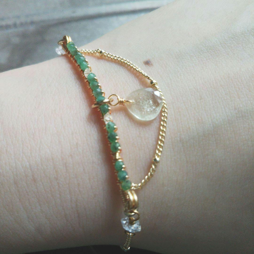 ✧SALE✧高品質 エメラルド 稀少石 リビアングラス ブレスレット 限定品