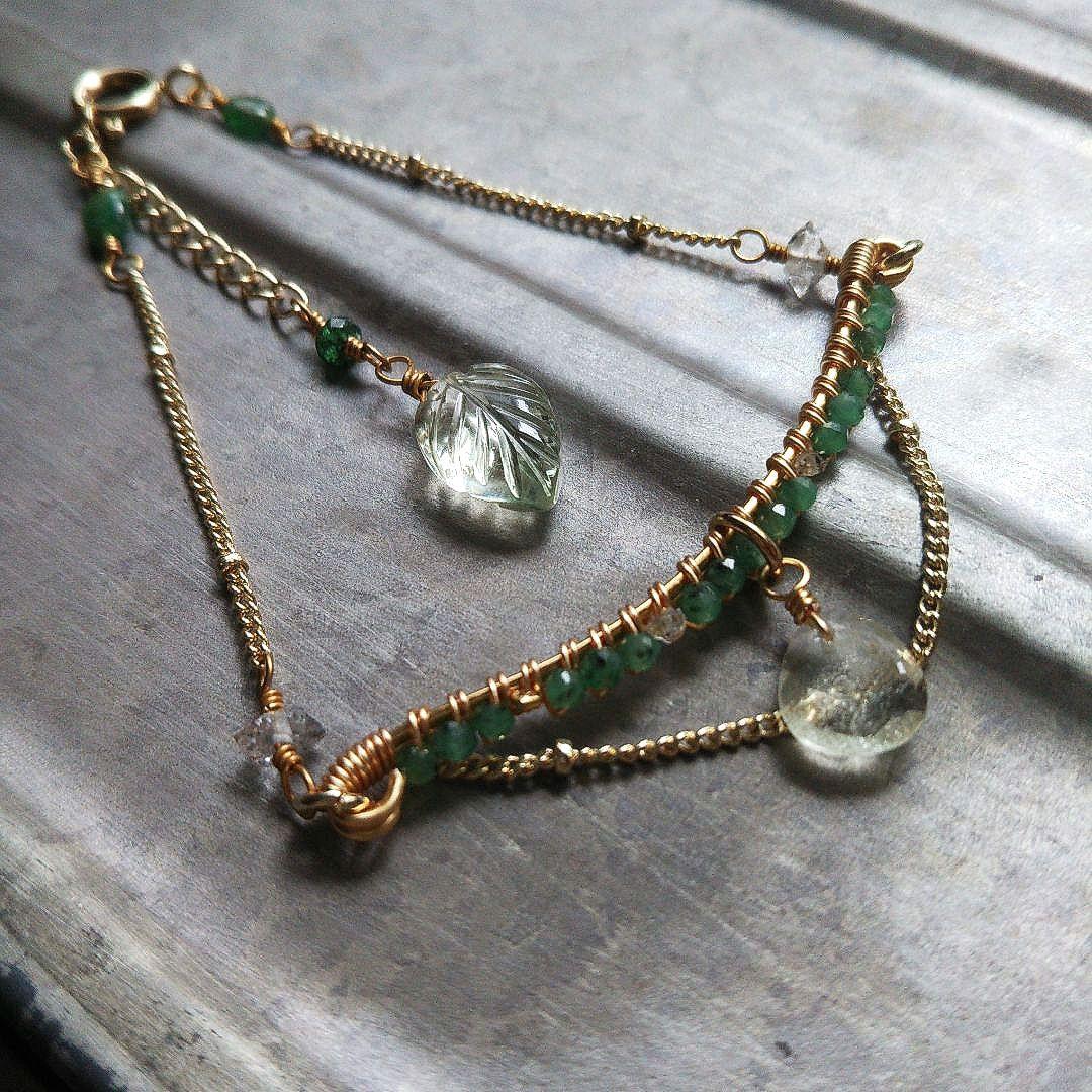 ✧SALE✧高品質 エメラルド 稀少石 リビアングラス ブレスレット 限定品