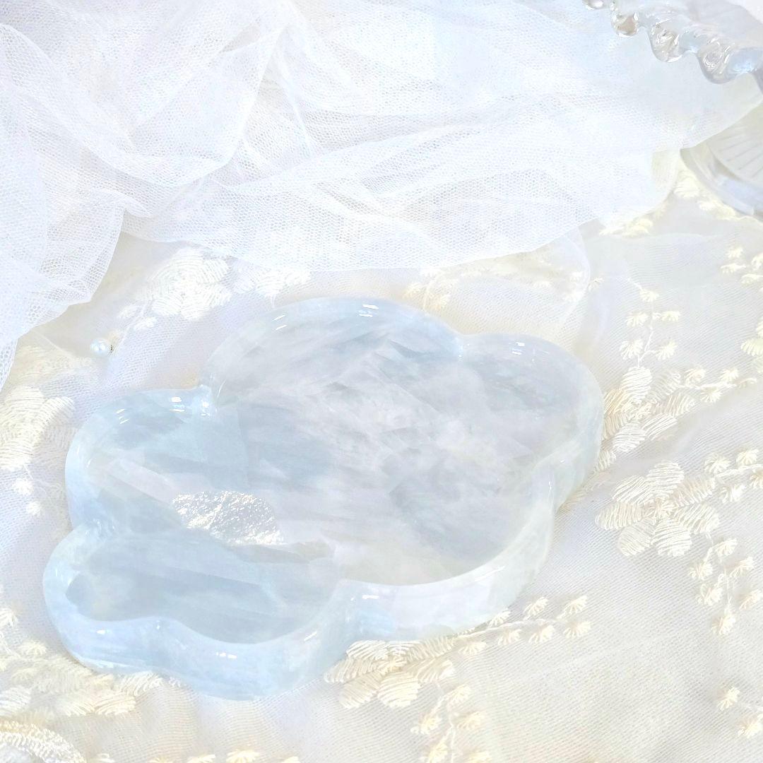 天然石 ブルーカルサイト プレート 大きめもくもく雲のプレート