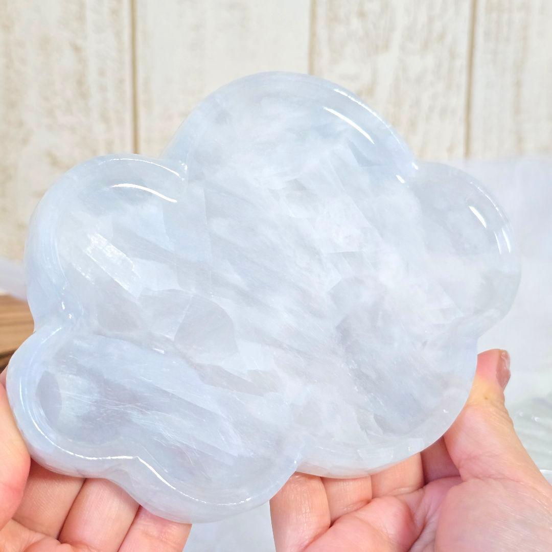 天然石 ブルーカルサイト プレート 大きめもくもく雲のプレート