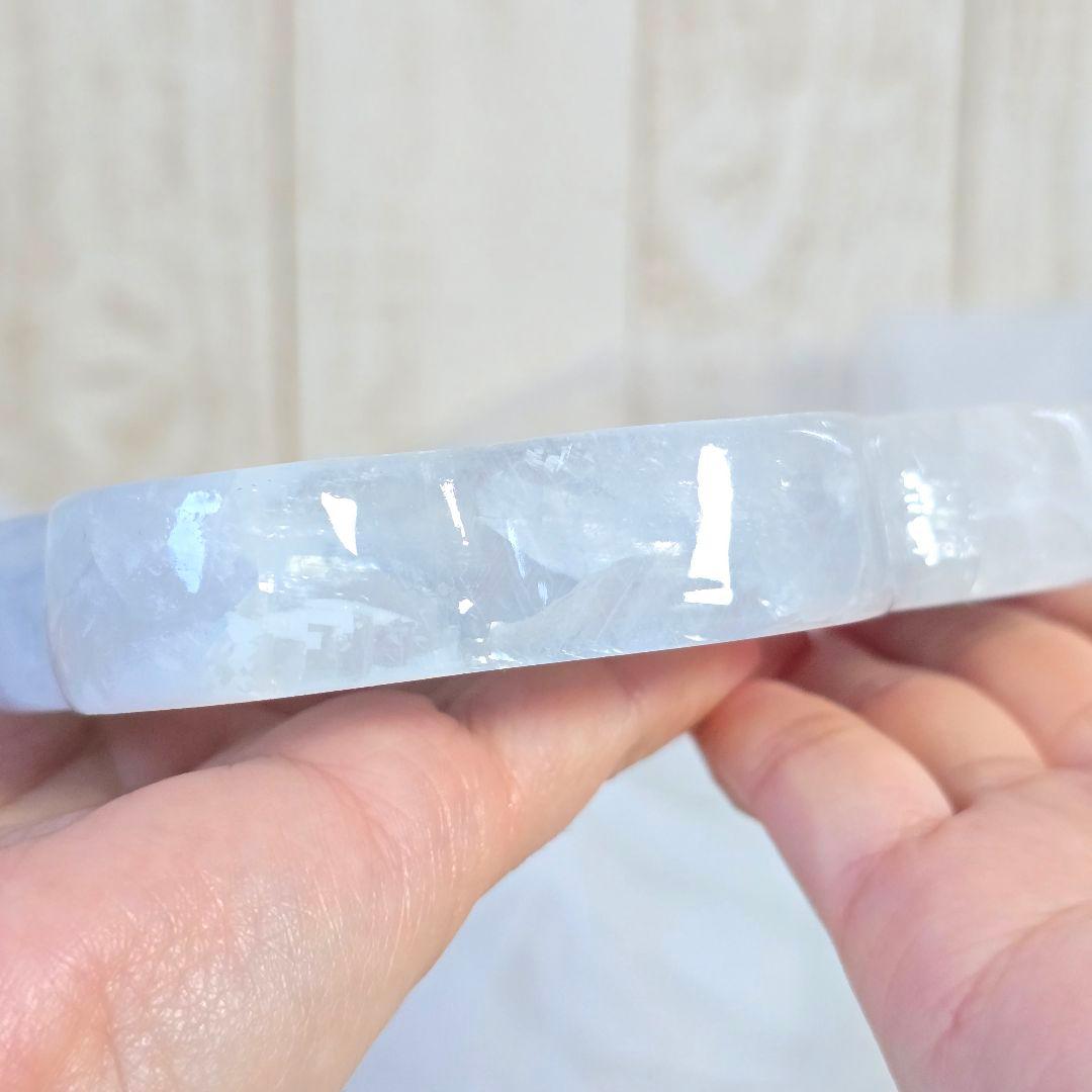 天然石 ブルーカルサイト プレート 大きめもくもく雲のプレート