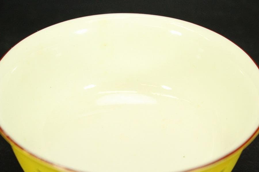 中国美術 黄釉色絵 蓋碗 五件(ZE743)