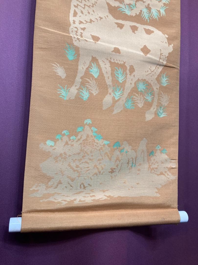 ▼龍村平蔵　屏風　掛け軸　美術織物　﨟纈染め　王羊錦　冊子付