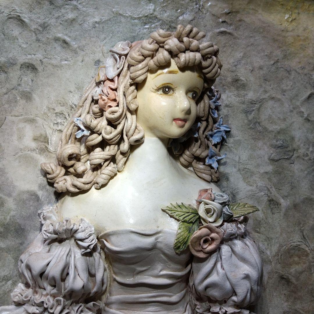 紙粘土女性像 額入り 人形作家監修 ハンドメイド 美品