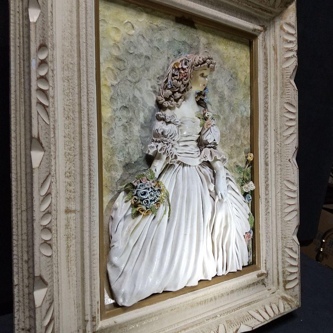 紙粘土女性像 額入り 人形作家監修 ハンドメイド 美品