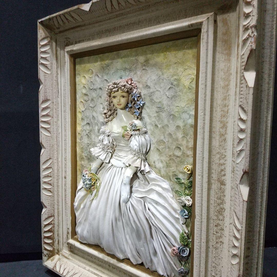 紙粘土女性像 額入り 人形作家監修 ハンドメイド 美品