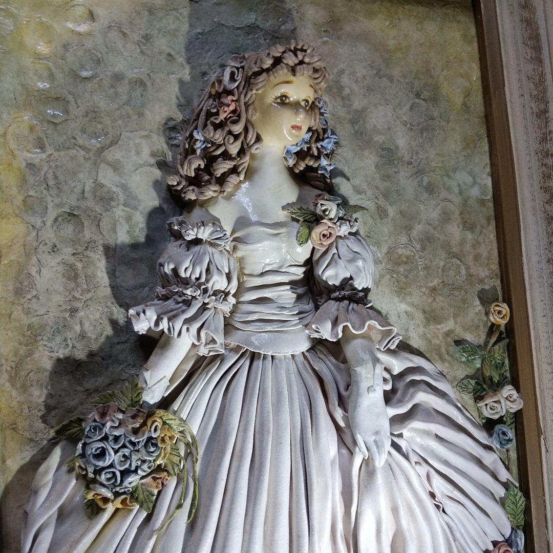 紙粘土女性像 額入り 人形作家監修 ハンドメイド 美品