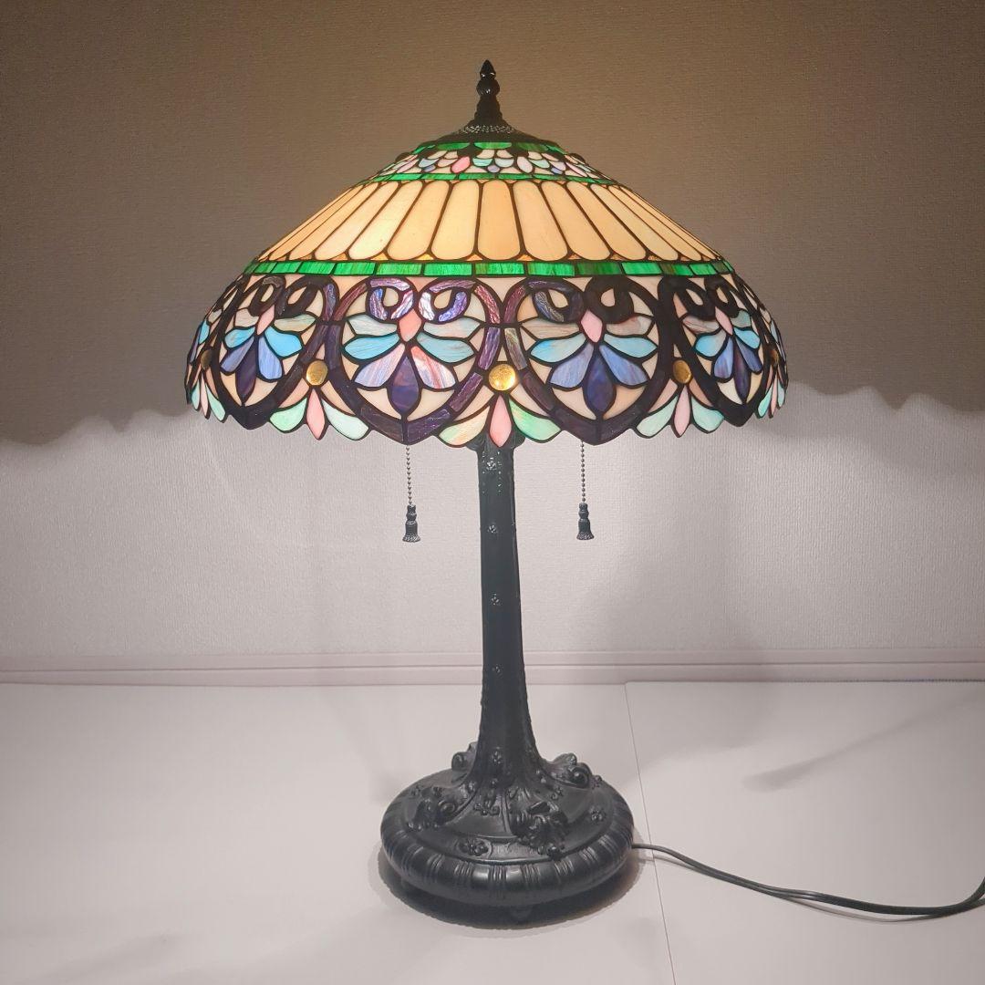 【希少】アンティーク　ヴィンテージ　ステンドグラスランプ 照明　2灯